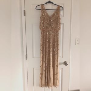 adrianna papell beaded gown • worn once • tailored for length • lined